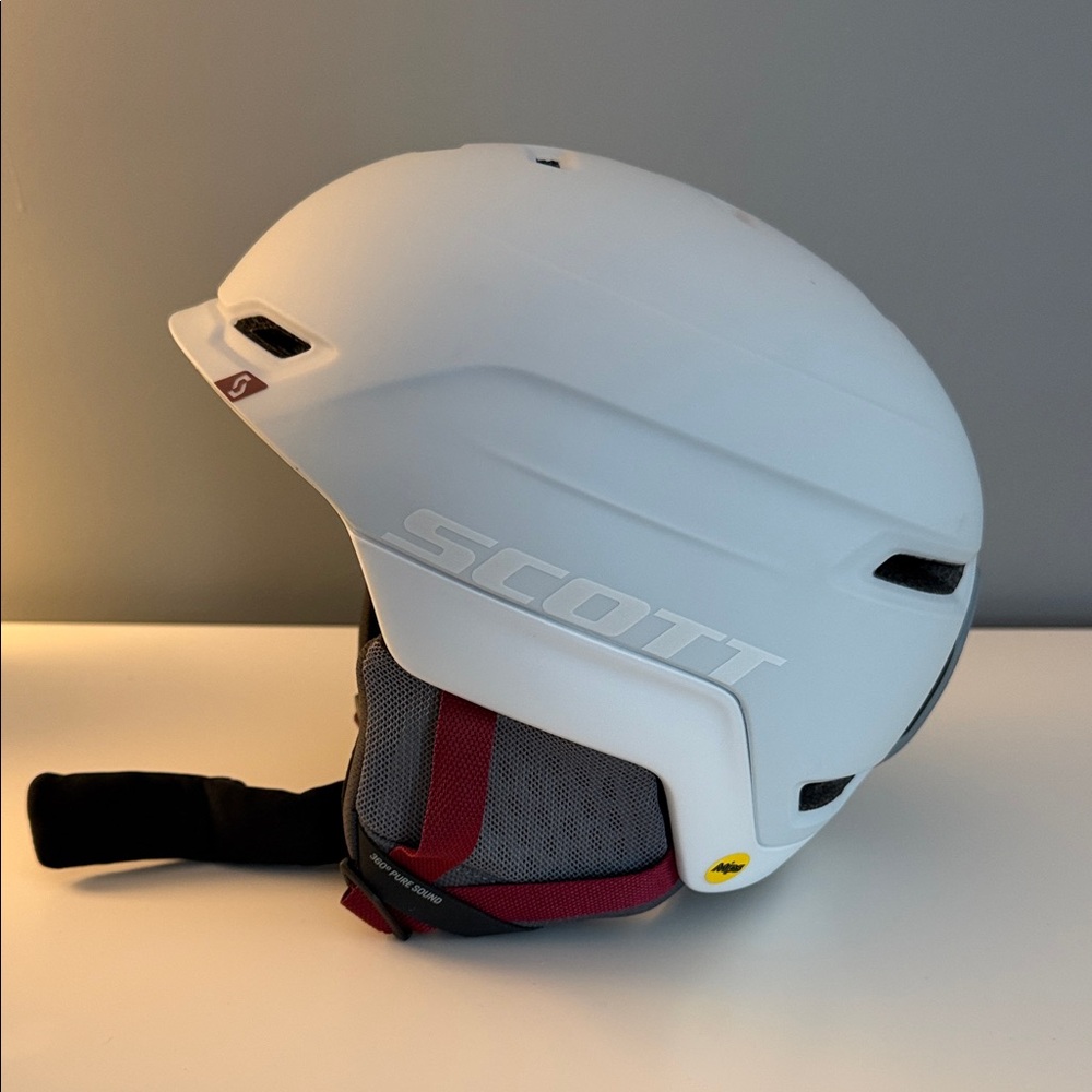 Scott Chase 2 Plus Mist Grey Winter Sports Helmet with Red/Merlot Accents